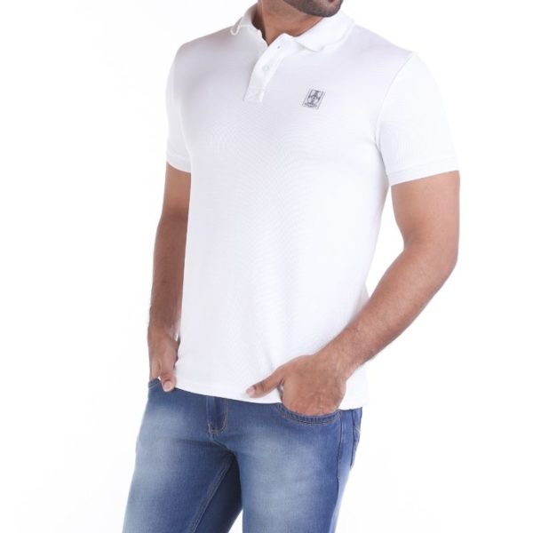 Man Wearing Premium Dri-Fit White Polo T-Shirt