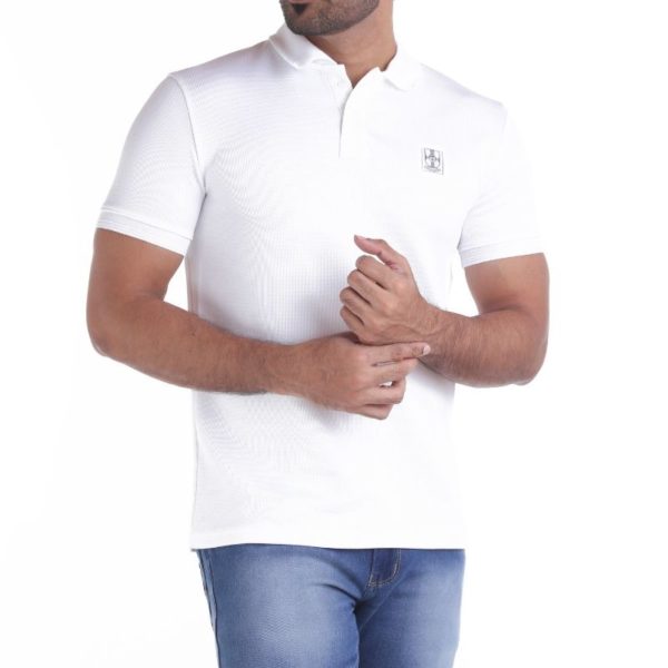 Man Wearing Premium Dri-Fit White Polo T-Shirt