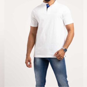 Polo Chinese Collar T-Shirt -White